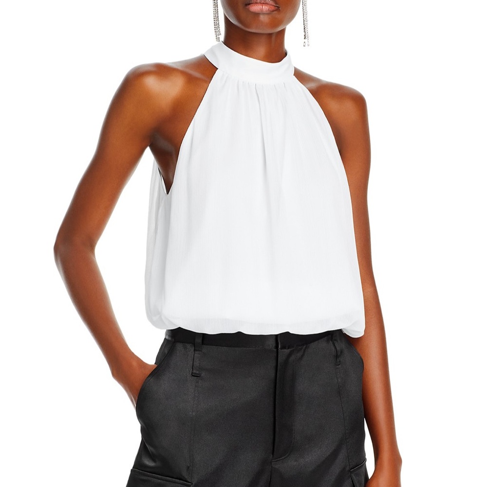 Alice + Olivia White Halter Blouse Sleeveless Relaxed
